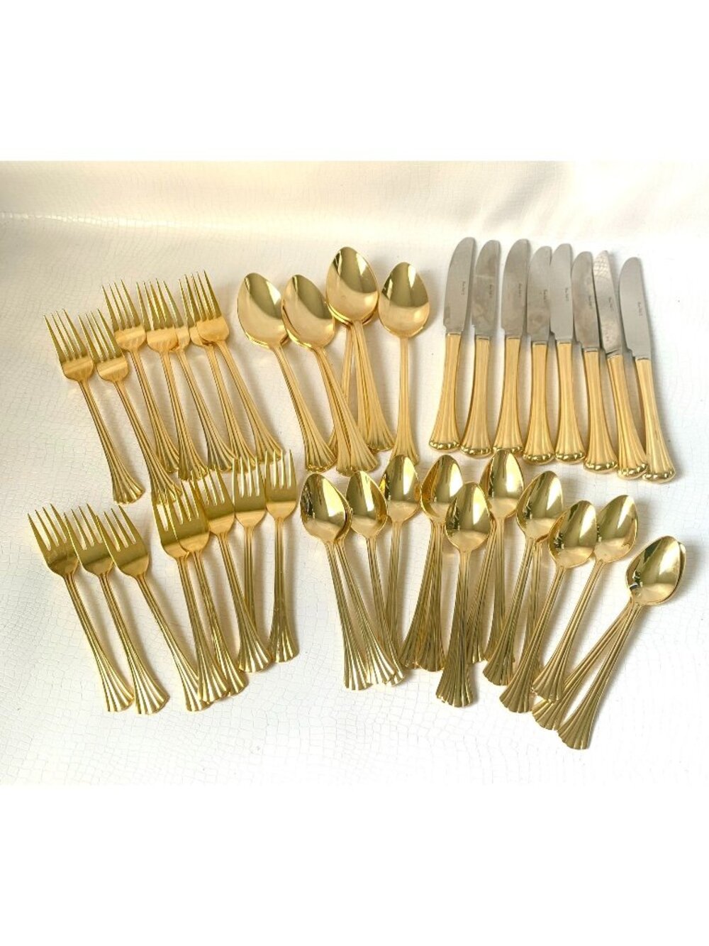 Vintage Roma Gold Flatware Splendide 46-Piece Gold-Plated 7 Place Setting